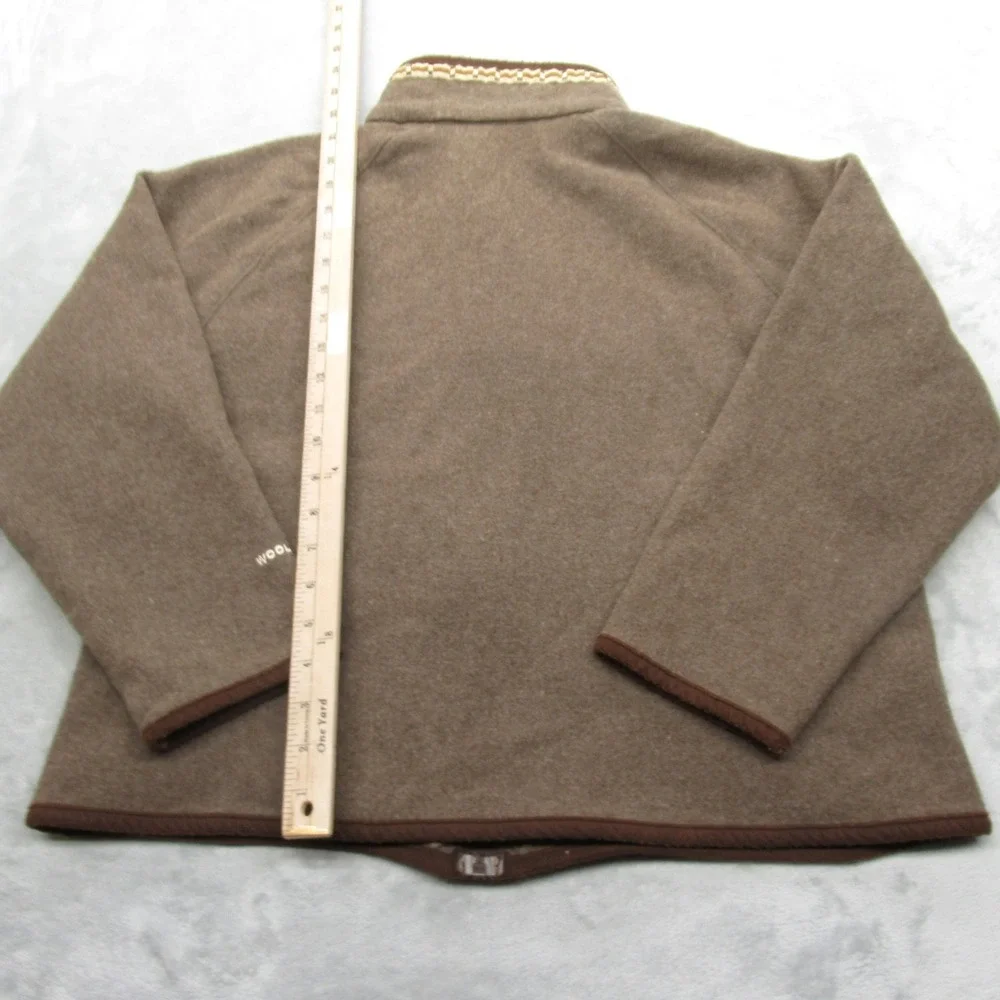 Woolrich Wool Jacket Women XL Brown Aztec Southwestern Trim FullZip READ VTG - Picture 9 of 13